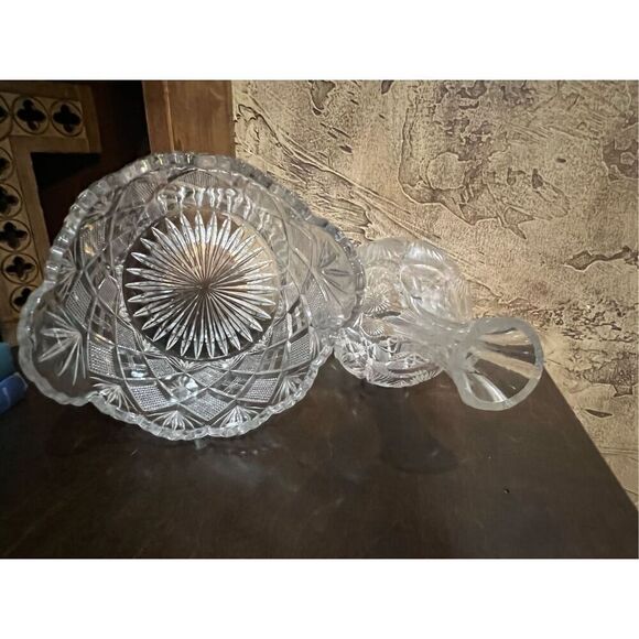 George Duncan EAPG Cut Crystal Vase and Ice Bucket Heavy Pressed Glass Set - Picture 5 of 5